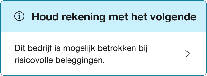 A Blue alert banner that says "You should know - This company may be linked to high-risk investments"