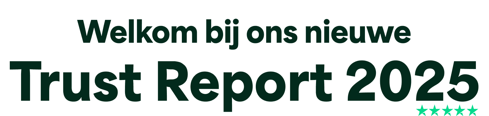 An image with the words Welcome to our new Trust Report 2025 which features 5 Trustpilot stars below 2025