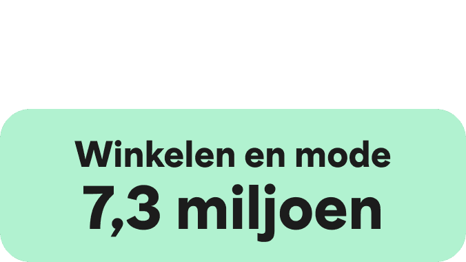 A Green icon showcasing a large Green circle and two smaller ones on the right hand side. The words Shopping and Fashion
7.3 Million are written in the centre.